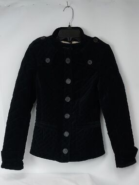 Burberry Black Quilted Velvet Button-Front Jacket